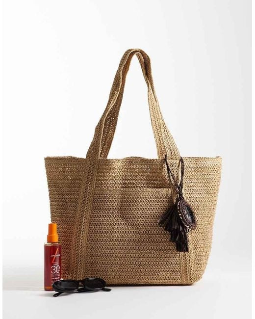 Mango Brown Raffia Tote Bag