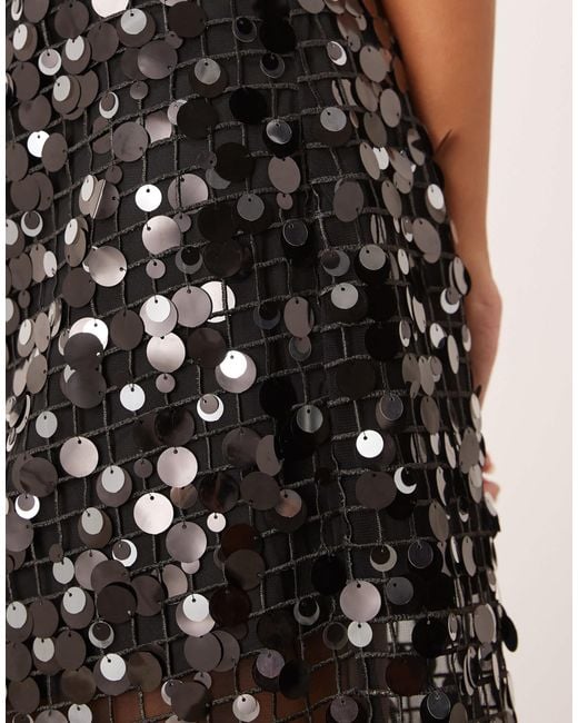 ARRANGE Natural Sheer Grid Sequin Maxi Skirt Co Ord