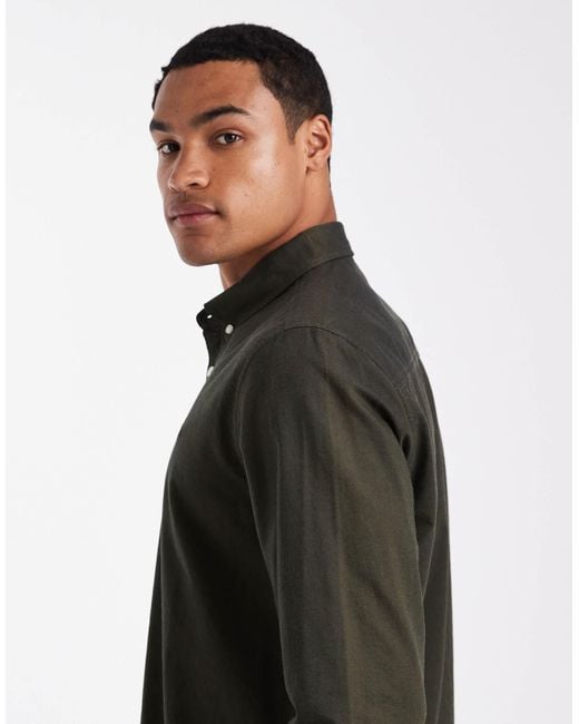 Threadbare Black Long Sleeve Oxford Shirt for men