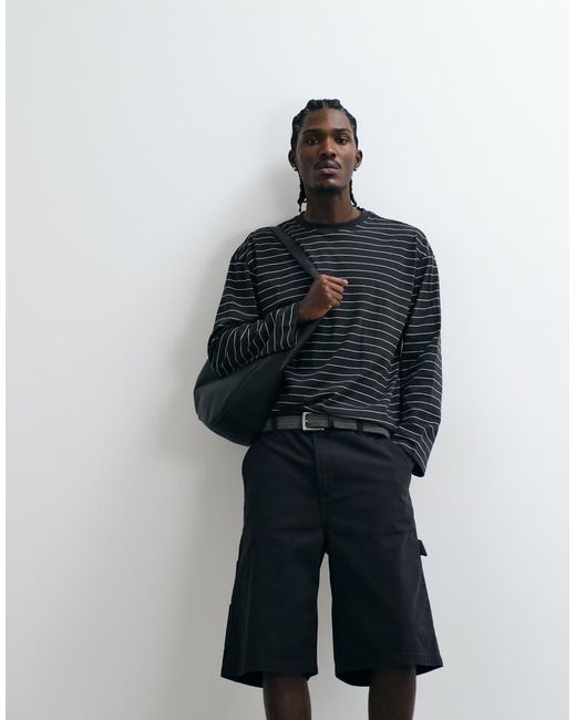 Cotton On Black Super baggy Worker Short for men