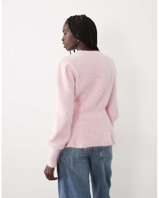 Vila Pink Peplum Hem Rib Knitted Jumper