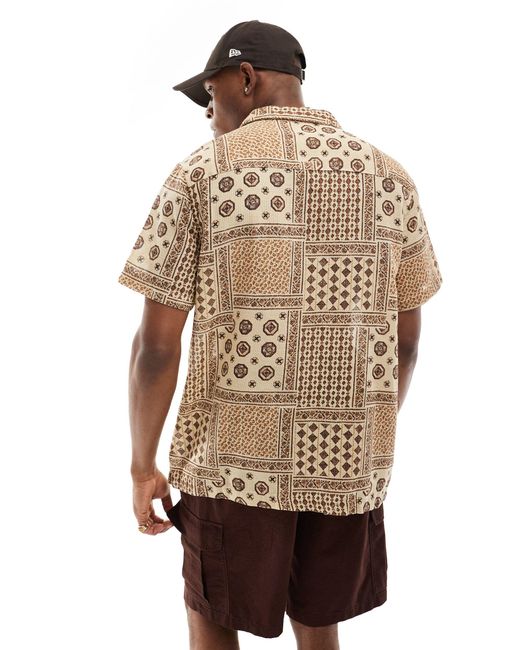 Camisa beis holgada con estampado ASOS de hombre de color Brown