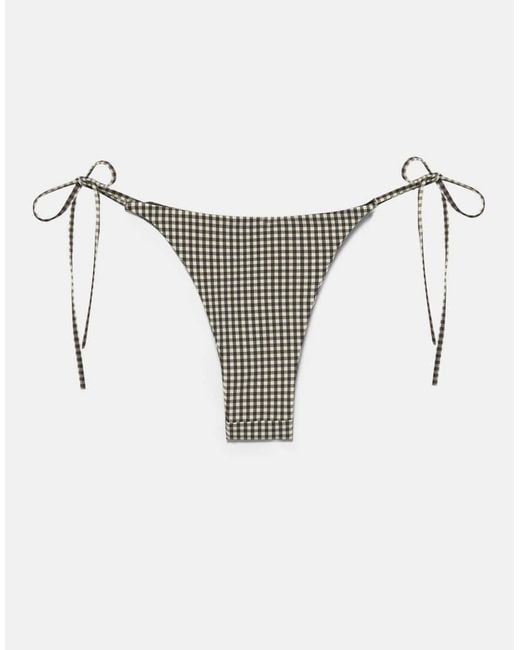 Pull&Bear White Gingham Bikini Bottoms
