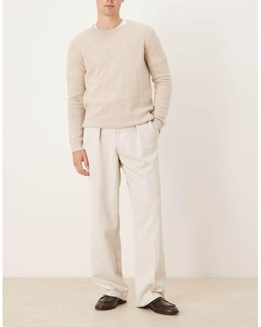 ASOS Natural Wide Leg Dress Pants With Double Pleats for men