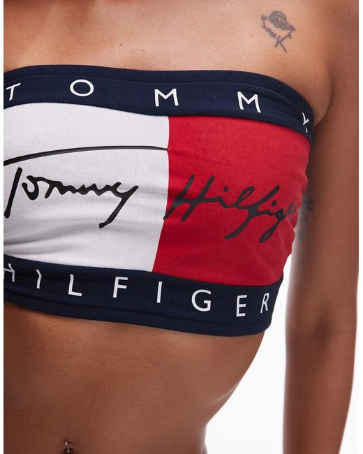 Tommy Hilfiger Red Flag Logo Bandeau Top