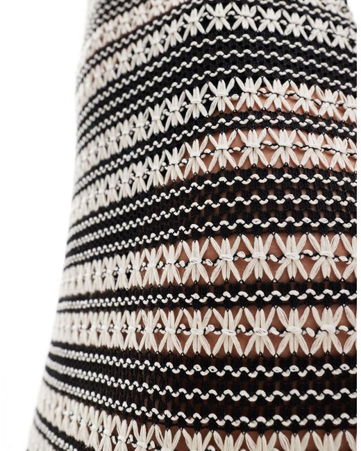 Object White Striped Crochet Maxi Dress