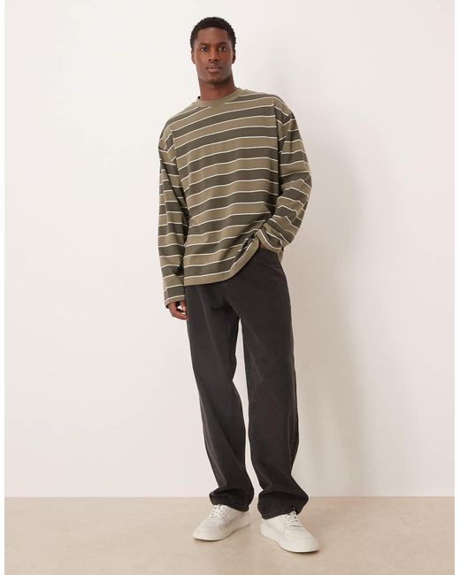 ASOS Green Heavyweight Oversized Long Sleeve T-shirt for men