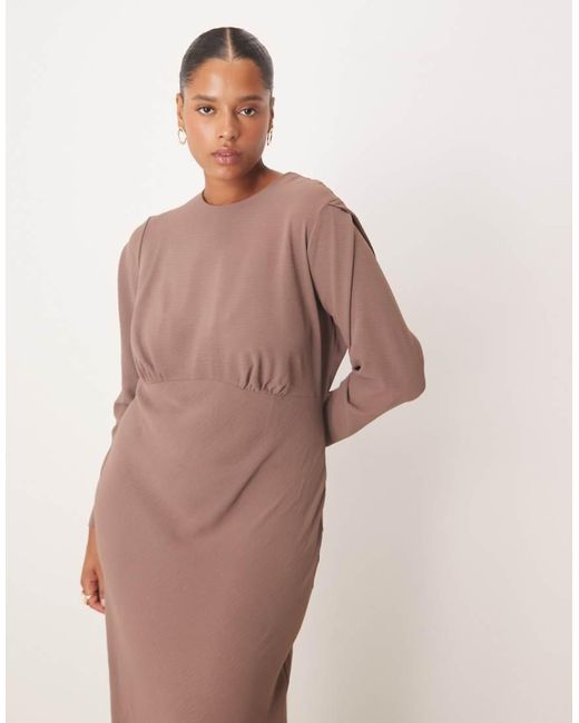 ASOS Brown Asos Design Curve Satin Slip Bias Bust Detail Maxi Dress