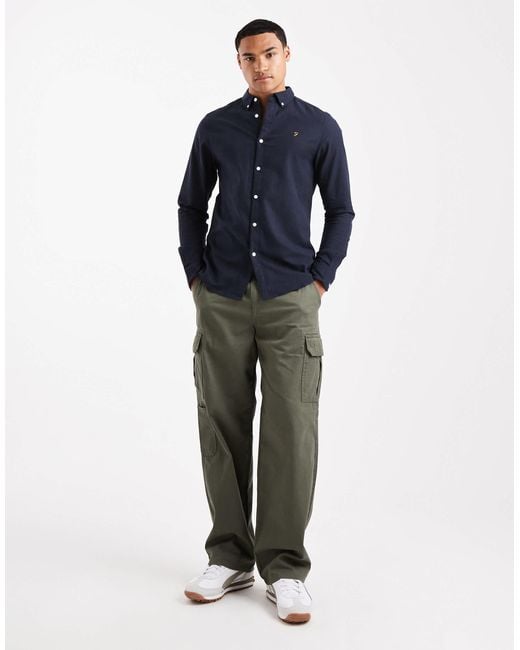 Farah – milners – langärmliges hemd in Blue für Herren