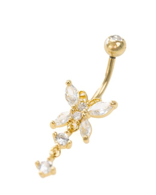 Lovisa White – vergoldetes bauchnabelpiercing aus chirurgenstahl mit glaskristall-verzierung