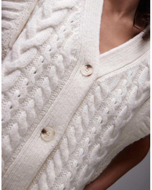 TOPSHOP White Knitted Oversized Cable Waistcoat