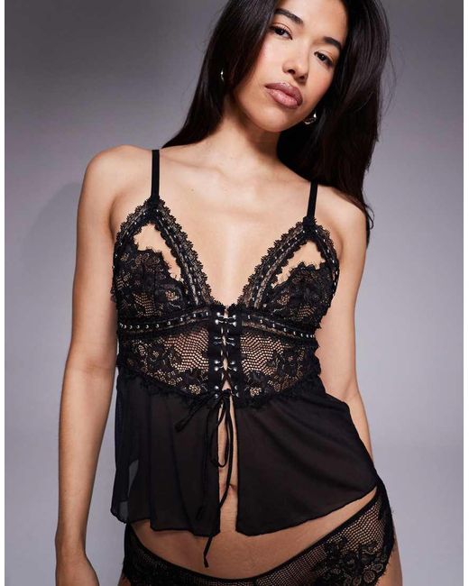 Ann Summers Black Bridgette Mesh Cami Set
