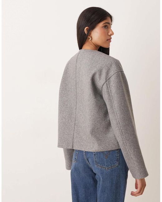 Vila Gray Wrap Front Short Wool Jacket