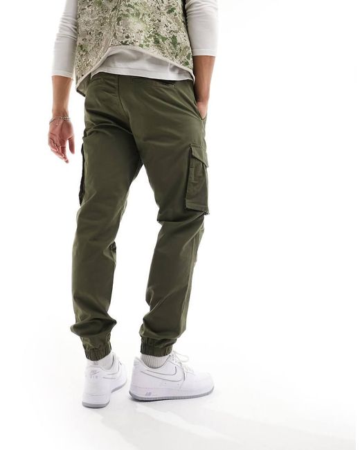 Jack & Jones Green Tapered Cuffed Cargo for men