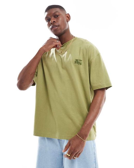 Camiseta Caqui Extragrande Con Estampado Gráfico De Ciudad De -Verde ASOS de hombre de color Green