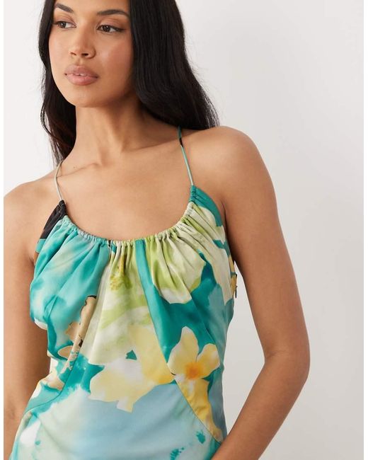 ASOS Green Scoop Neck Bias Cut Midaxi Dress