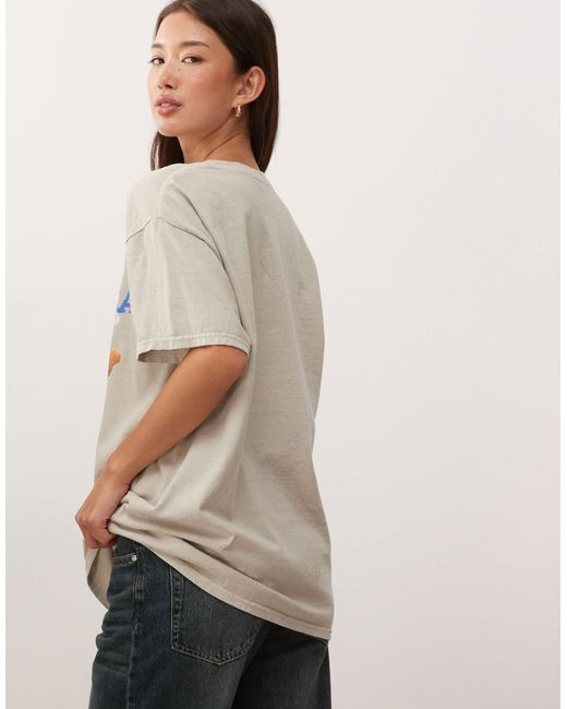 Reclaimed (vintage) Natural Unisex Oversized Tee With Food Graphic Print for men