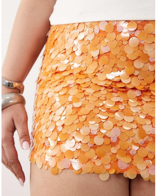 ASOS White Asos Design Curve Layered Sequin Mini Skirt