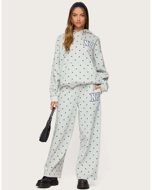 Edikted White Ny Babe Polka Dot Hoodie