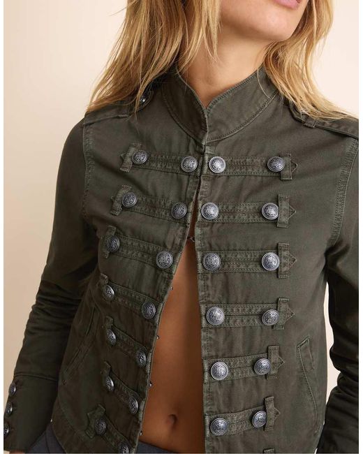 Stradivarius Green Buttoned Jacket