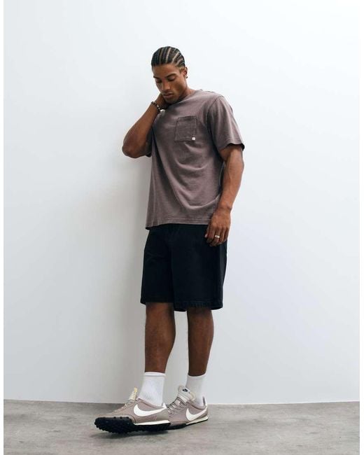 Farah Brown Stacy Short Sleeve Garment Dye Pocket Logo T-Shirt for men