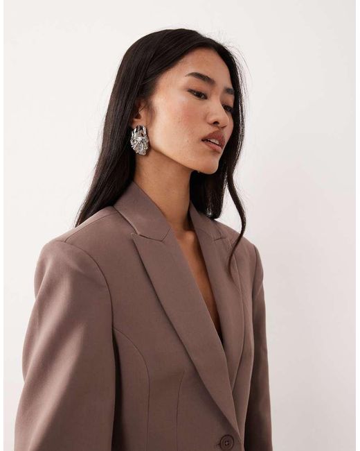 ASOS Brown Tailored Cocoon Sleeve Molded Hip Blazer