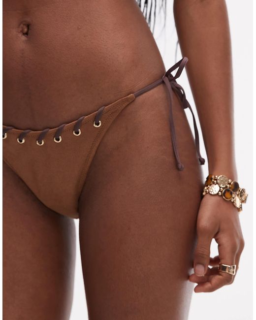 It's Now Cool Black Suede Whipstitch Bikini Bottoms