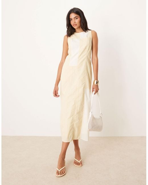 Ghospell Natural Patchwork Midaxi Dress