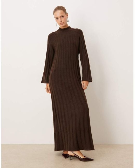 Vila Brown Premium Rib Knitted Maxi Dress
