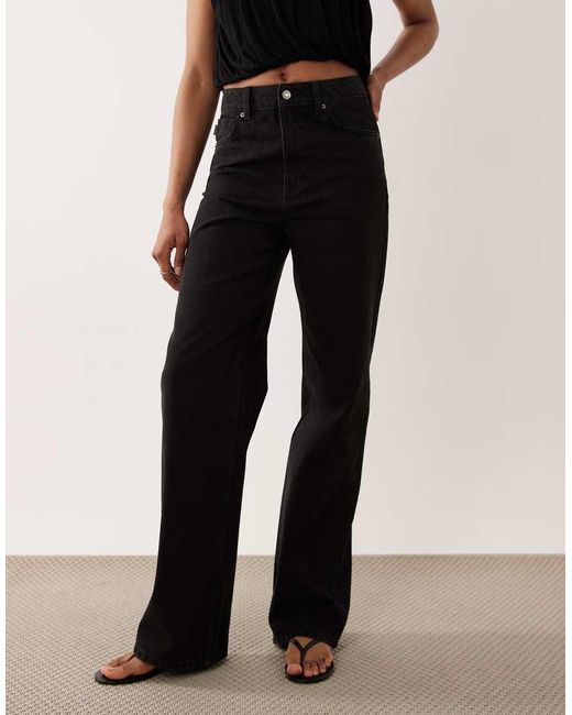 ASOS Black Asos Design Tall Straight Wide Leg Jeans