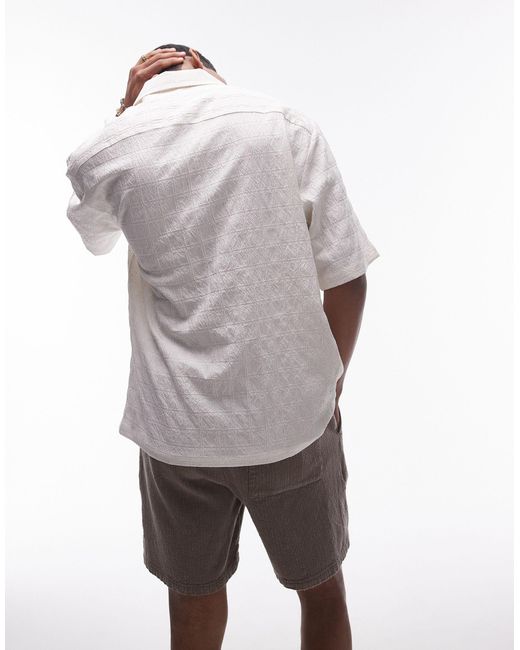 Topman Gray Short Sleeve Textured Grid Shirt for men