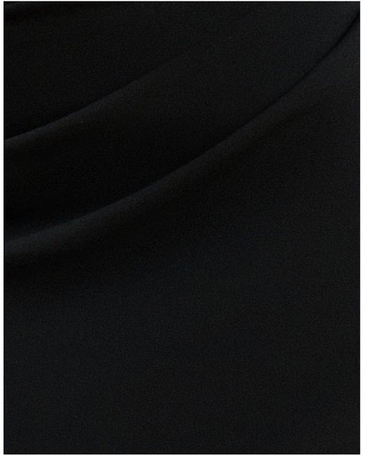 Goddiva Black Contrast Off Shoulder Back Satin Bow Maxi Dress