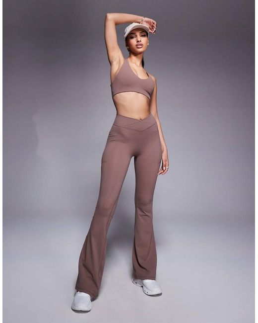BO+TEE Purple Cross Waistband Flare Legging Co-Ord
