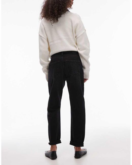 TOPSHOP Black Original Mom High Rise Jean