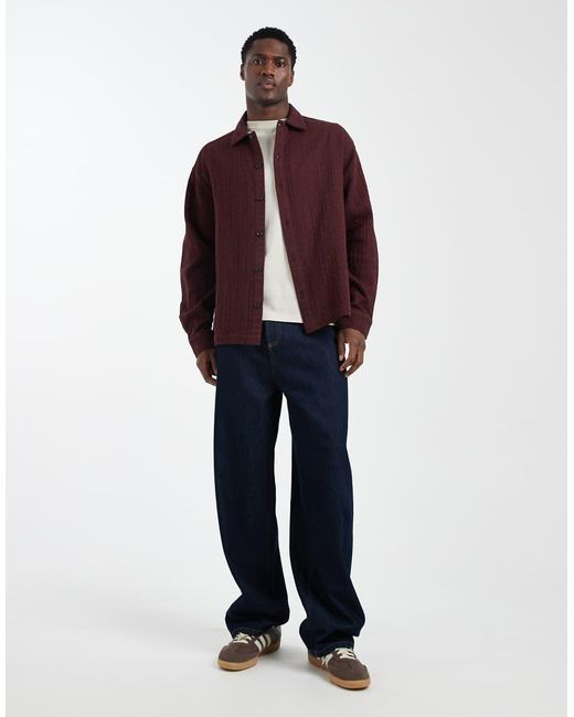 ASOS Red Oversized Quilted Look Shirt for men