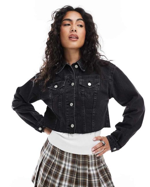 New Look Black Cropped Denim Jacket
