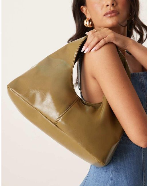 Borsa Da Spalla A Trapezio Color Oliva di ASOS in Blue