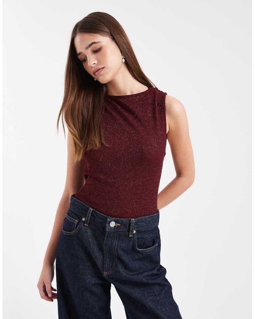 Miss Selfridge Blue Twist Back Bodysuit