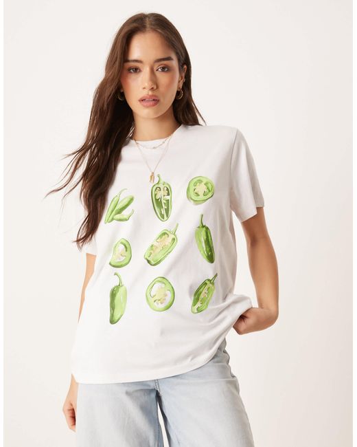 ASOS White Regular Fit T-shirt With Chilli Graphic