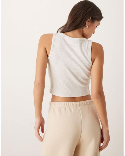 JJXX White Fallon Ribbed Cropped Tank Top