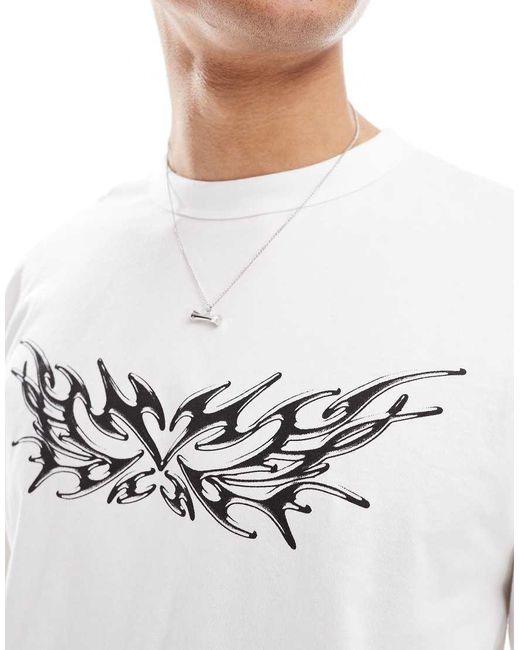 Camiseta Blanca De Manga Larga Con Estampado Gráfico Cibernético De Cotton On Cotton On de hombre de color White