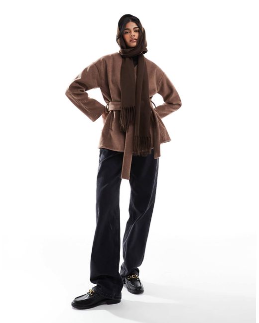 ASOS Multicolor Belted Collarless Formal Coat