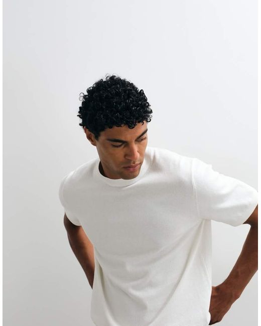 ASOS White Essential Relaxed Fine-knit Crew-neck for men