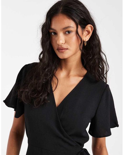 ONLY Black Wrap Midi Dress