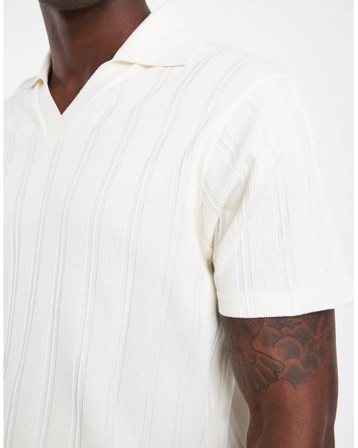 ASOS White Slim Fit Notch Neck Polo Shirt for men