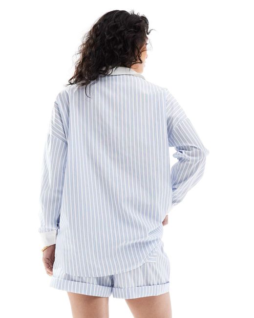ASOS White – oversize-hemd mit farblich kontrast-kragen und kontrast-manschetten, kombiteil