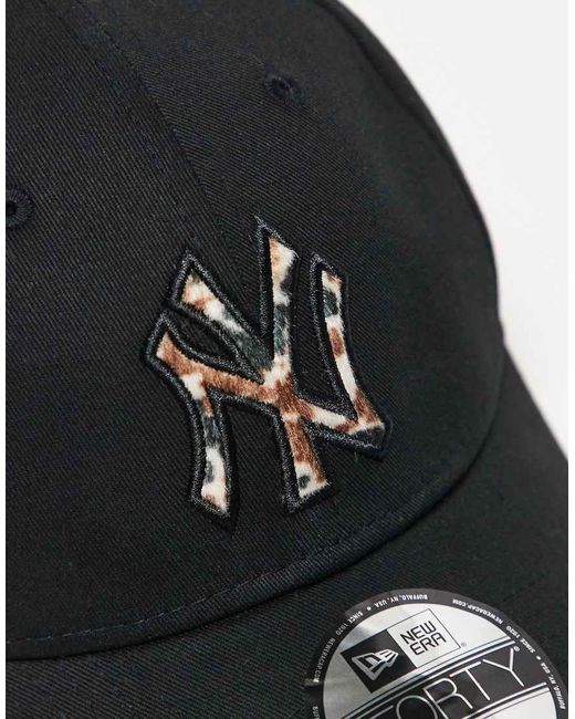 KTZ Black Ny Yankees 9forty Animal Print Logo Cap