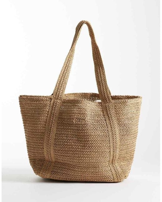 Mango Brown Raffia Tote Bag