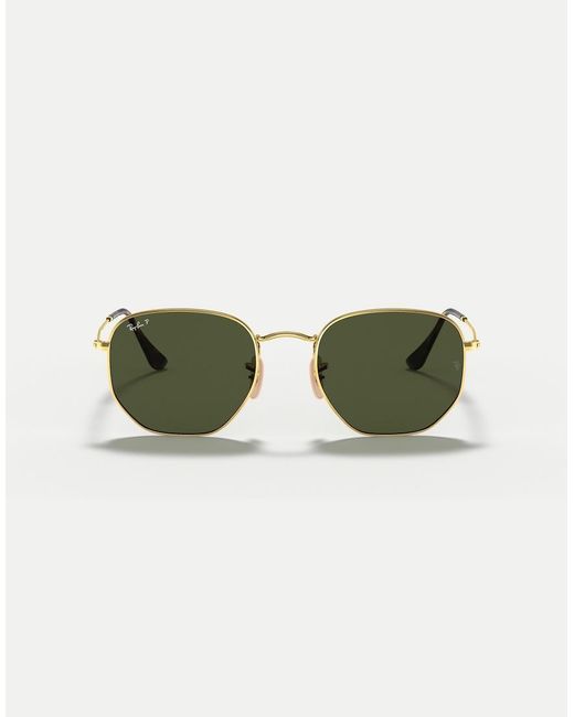 Ray-Ban Green Hexagonal Flat Lenses Irregular Polarised Sunglasses