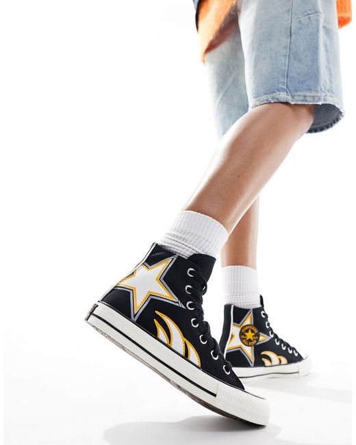 Chuck taylor all star - sneakers alte nere e gialle di Converse in White